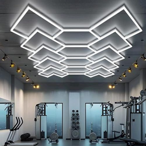 rivestiiltuogarage Lampada da Soffitto LED Geometrica, Design Esagonale e frecce, rombo,Illuminazione Moderna, nido d'ape,barber shop, officine,luci garage,palestra