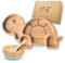 Moon and Moo Bamboo Suction Tortoise Plate & Bowl Set - Perfect Baby Gifts, Eco-Friendly Weaning Set with Powerful Silicone Suction Base, Divided Portion Plate (Light Blue)