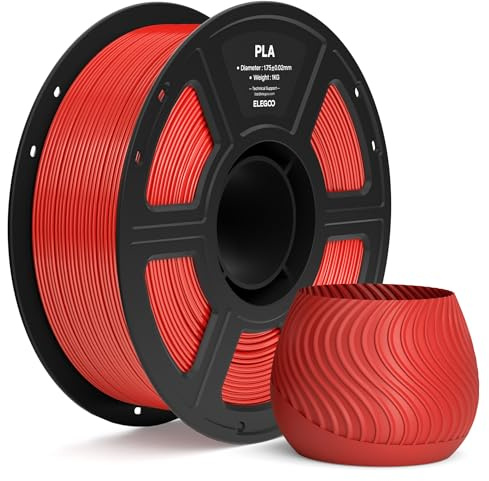 ELEGOO PLA Filament 1,75mm Echtes Rot 1KG, 3D Drucker Filament PLA | Maßgenauigkeit +/- 0,02mm, 1kg Kunststoffspule (2.2lbs), Sauber Gewickelte, Vakuumverpackung für Meisten FDM 3D Drucker