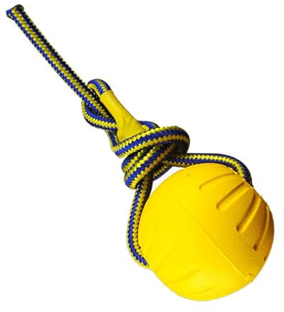 CUEMOON Palla Per Cani Con Corda, Palla di gomma naturale per cani, con corda elastica, giocattolo per cani