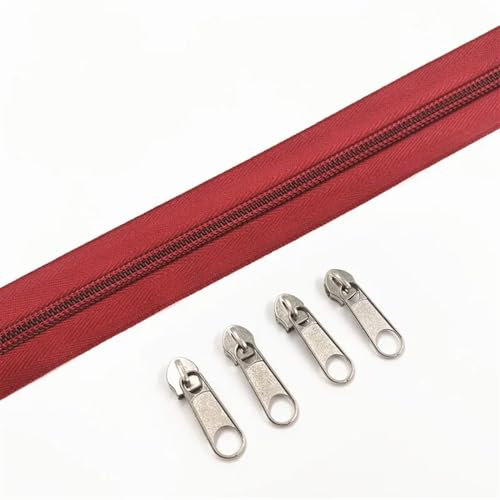SHENJMAI Cerniera Lampo Lunga Rotoli di Cerniere in Nylon da 1/2/3/5/10 Metri di Lunghezza con Vari cursori for Cerniere for Accessori di Cucito e Abbigliamento(Red Wine,10 Meter)