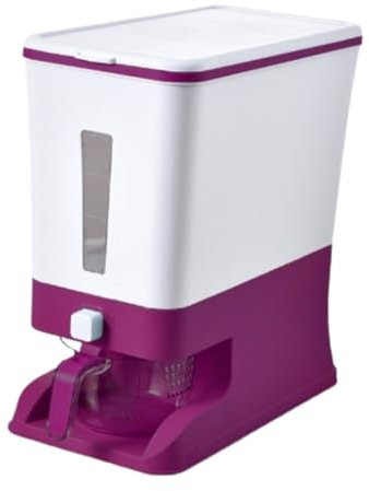 Dispensador De Cereales Dispensador De Arroz De 8 L Con Tapa, Contenedor De Almacenamiento De Arroz, Soporte Para Dispensador De Arroz, Contenedor De Almacenamiento Para Cocina Cerealeros(Purple)