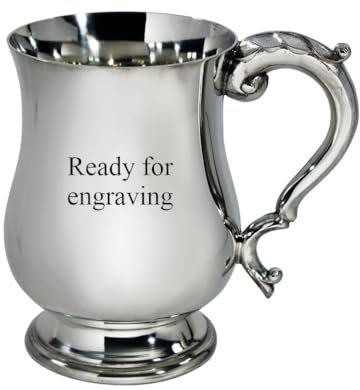 Half Pint Georgian Pewter Tankard – Classic British Beer Mug with Elegant Georgian Style – Gift for Birthday, Wedding, Father’s Day, Baptism – Engraving Available (with Engraving)