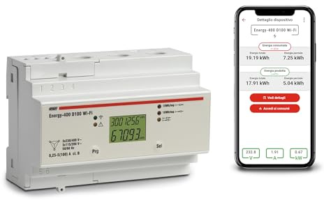 VEMER VE799300 ENERGY-400 D100 – 3-Phasen WLAN Stromzähler, Drehstromzähler mit App, Montage DIN-Hutschiene, Weiß