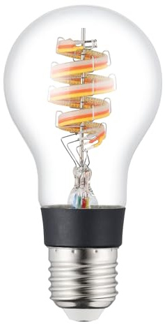 EGLO connect.z Smart-Home LED Leuchtmittel E27, A60, Matter, ZigBee | App und Sprachsteuerung Alexa, dimmbar, RGB, warmweiß, 7,5 Watt, Glühbirne transparent spiralförmig