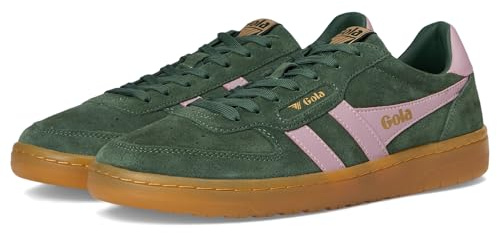 Gola Women's Hawk Suede '86 Sneaker, Evergreen/Candy/Gum, 7 UK