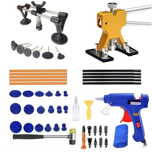 Guguzayth Car Dent Removal Kit 50PCS-Dent Puller Kit,Paintless Dent Repair Kit Tool Set with Gold Dent Puller Lifter – Auto Body Dent Repair Tools for Hail Damage, Door Dings & Car Bodywor