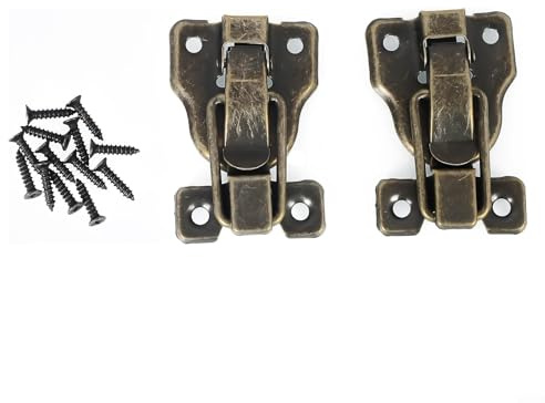2 cierres de palanca para armarios y maletas, cerradura clásica para cajas de madera con aspecto retro y exquisito (bronce)