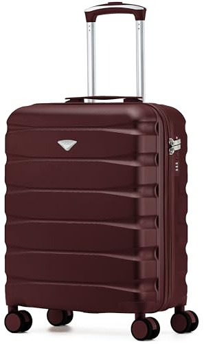 Flight Knight Lightweight Travel Suitcase 55x40x23cm | Hard Shell Carry On Luggage with Aluminum Telescopic Handle, 8 Spinner Wheels & TSA Lock | Approved for Lufthansa, BA and esyJet