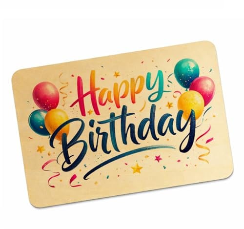 speecheese Postkarte aus Holz Happy Birthday mit Ballons Lustige | Geburtstagskarte aus Naturholz