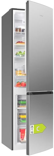 Bomann® Kühlschrank mit Gefrierfach | Energieklasse C | 181cm | NoFrost | 5 Jahre Kompressor-Garantie | Kühl Gefrierkombination No-Frost | Kühlgefrierkombination freistehend | KG 7370 silber