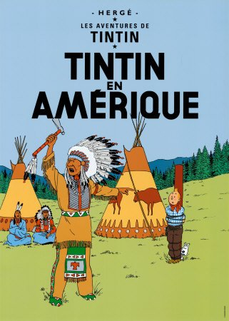 Kunstdruck 'Tim und Struppi in Amerika (1932)', von Hergé (Georges Rémi), Größe: 50 x 70 cm