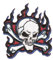 Aufnäher Patch Totenkopf Flammen 8 x 8 cm