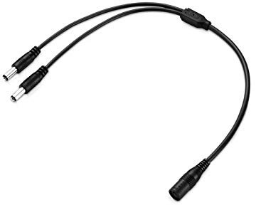 adaptare 93532 Niedervolt Y-Kabel (DC-Hohlbuchse auf 2X Hohlstecker), 5,5x2,1mm, 40 cm, schwarz