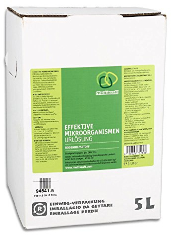 Multikraft EM Urlösung von Multikraft - Vielseitige Stammlösung mit ruhenden Mikroorganismen für Haus, Garten und Gewässer, aktivierbar durch Zuckerrohrmelasse, fördert Pflanzenwachstum, 5 Liter