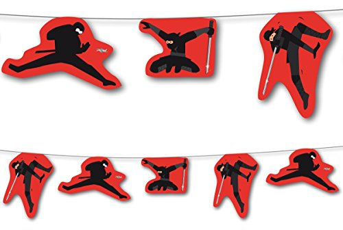3,5m Wimpelkette * Ninja * als Deko für einen Kindergeburtstag oder Party // Kinder Geburtstag Mottoparty Feier Kämpfer Fighter Asia