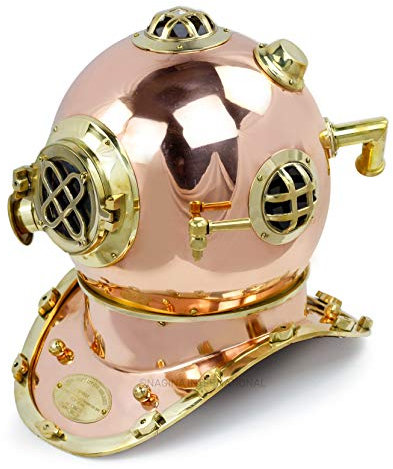 Nagina International Nautische Antik Messing & Kupfer Vintage Taucher Helm Tauchen Geschenk Home Decor