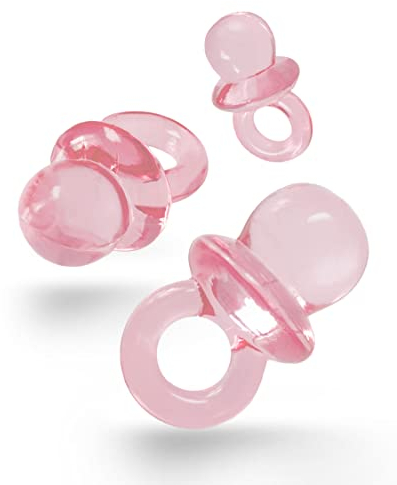 Kleenes Traumhandel 100 Dekoschnuller - Vintageschnuller - Schnuller als Deko für Geburtstage, Babypartys, 80/90er-Partys und weitere Anlässe - Rosa - 2 cm