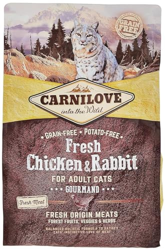 Carnilove Carnilove Fre Chicken & Rabbit Gourmand Trockenfutter für Katzen, 2 kg, Packung mit 20 x 100 g, insgesamt 2000 g