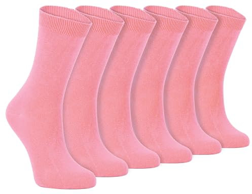 Sock Snob - 6 Pairs of Ladies Thin Plain Coloured Cotton Rich Ankle Socks 4-7 uk (4-7 uk, PL30 Purple) (4-7 uk, PL30 Rose)