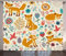 ABAKUHAUS Fuchs Rustikaler Vorhang, Füchse Aufwändige Blumen Vögel, Wohnzimmer Universalband Gardinen mit Schlaufen und Haken, 280 x 175 cm, Mehrfarbig Kamel