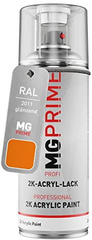 MG PRIME RAL 2011 Tieforange/Deep orange glänzend 2K-Acryl-Lack Spraydose | Sprühdose 400 ml, schnelltrocknend
