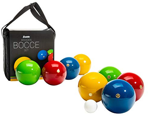 Franklin Sports 100mm Bocce Ball Set 8 Wooden Bocce Balls and 1 Pallino Beach, Backyard Lawn or Outdoor Party Game - Made in Italy