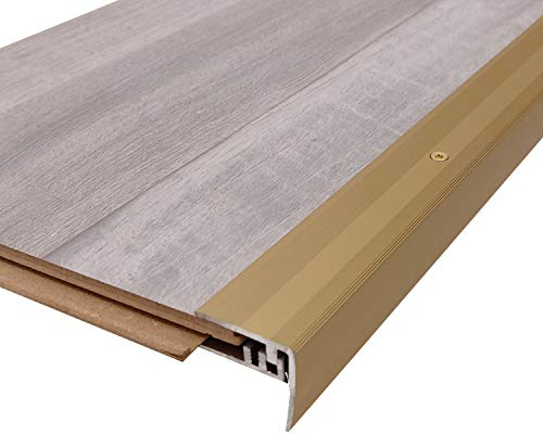 ufitec® Profi Smart Profilsystem für Vinylböden - geeignet für Belagshöhen von 5-9 mm - ALU eloxiert (Treppenkantenprofil | Länge: 100 cm, Gold)