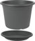 MePla Pot de fleurs cylindrique Ø 35 cm + soucoupe Ø 34 cm, anthracite, résistant aux intempéries, en plastique résistant aux UV