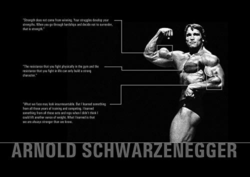 Motivation Arnold Zitate Schwarzenegger Schwarz und Weiß Inspiration Poster Train Hard Foto Fitnessstudio Fitness Bodybuilding Determination Schlafzimmer Grafik Wanddekoration Nachdruck