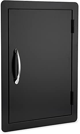 Stanbroil BBQ Access Door - 17W x 23H Inch Wall Construction Flush Mount Single Vertical Door for Outdoor Kitchen, BBQ Island, Grilling Station, Outside Cabinet - Black