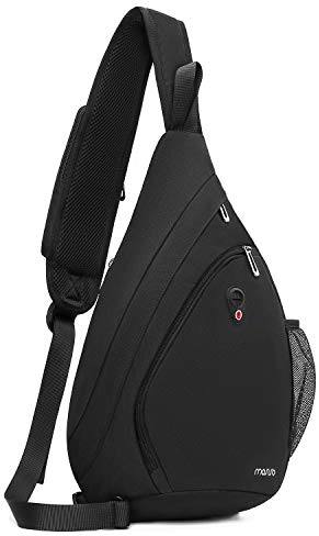 MOSISO Sling Wandern Rucksack, Reise Daypack Fächerförmige Crossbody Umhängetasche, Schwarz