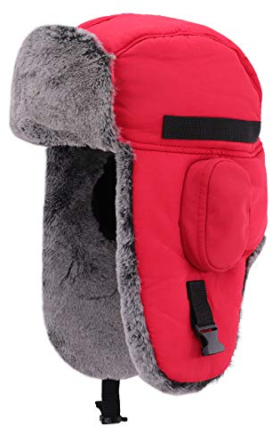 Gisdanchz Winter Hut Trappermütze Herren Wintermütze Mit Ohrenklappen Russische Mütze Fliegermütze Russen Uschanka Ushanka Schapka Russisch Russenmütze Schapka Wintermaske Russenmützen Rot