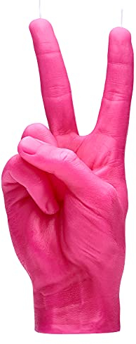 CandleHand Peace Sign Handgeste Kerze - Große echte Handgröße 20 x 7 x 7 cm - Ungewöhnlicher Geburtstag, Büro, Einweihungsgeschenk (Rosa)