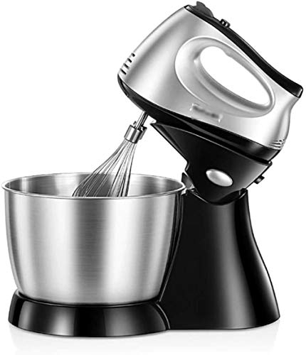 Mixer 2 in 1 Hand Mixer Electric 3L Stand Mixer with Rotating Bowl 5 Speed Turbo Function Electric Mixer Include 2 Beaters and 2 Dough Hooks 250W Handheld/Desktop Dual-Use Small Uptodate