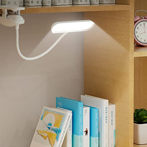 QJUZO Lampe à Pince Enfant Dimmable LED Lampe de Lecture Rechargeable Pour Livres, 360° Flexible Lampe de Chevet Tactile Liseuse,2400Mah, Lampe de Bureau Sans Fil USB Pour Lit, Bureau,Table,Blanc