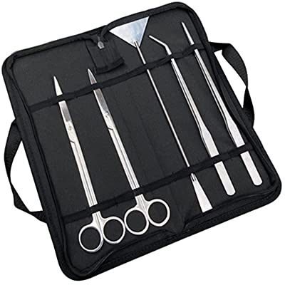 5 in 1 Aquarium Reinigungsset, Aquarium Werkzeug Set Pinzette Kiesspatel Schere,für die Pflanzenpflege und Gestaltung(mit Schwarzer Aufbewahrungskiste)