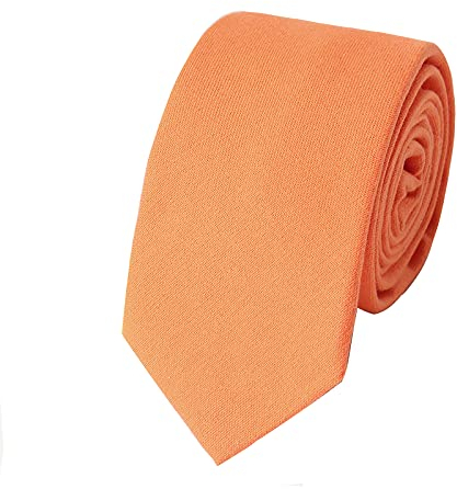 HOULIFE Slim Herren Krawatten - Solide Herren Krawatte, Krawatten für Herren aus Baumwolle, Skinny Krawatten zur Hochzeitsfeier, Party (Orange)