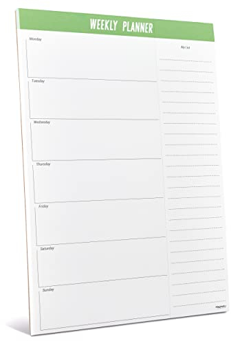 Magnetic Innovations Weekly Desk Planner/Notepad, Organise Your Week, Tear Off List, Magnetic Backing for Fridge Mounting, 54 Sheets 100gsm Paper, 17x25cm, Home or Office Use