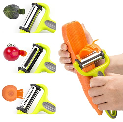 MonoTele 3-in-1 Gemüse- und Obstschäler, Karotten- und Kartoffelschäler, langlebiger Küchenhobel und Reibe als Kochhelfer
