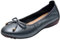 ANUFER Women's Genuine Leather Little Wedge Heel Ballet Flats Lovely Bowknot Soft Slip-on Pumps Dolly Shoes Grey SN070519 UK4