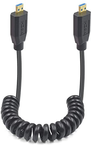 Duttek 8K Coiled Micro HDMI to Micro HDMI 2.1 Cable, 48Gbps Extreme Thin Micro HDMI Male to Male Coiled Cable for HDTVs, Camcorders, Game Players and Any Other Device with a Micro HDMI Port-1.2M