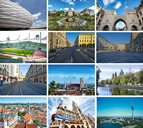 Huurdies ® - Luxus Deutschland postkarten - Postkartenset von Deutschen Städten - 10x15cm - Eine Foto- und eine Schreibseite (München)