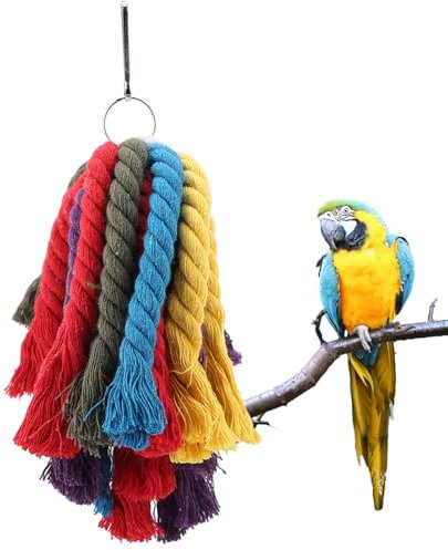 Papageien Kauspielzeug, 23,5cm/9,25 Zoll Haustier Vogel Buntes Seil Kauspielzeug Baumwollseil Käfig Hängespielzeug Vogel Seilbarsch für Sittich Nymphensittich Wellensittiche Unzertrennliche Papagei