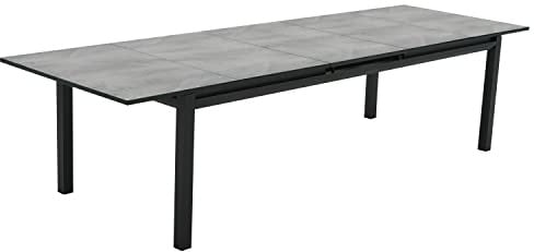 NATERIAL - Gartentisch ausziehbar ODYSSEA Premium - Ausziehtisch für 8 bis 10 Personen - 256/320x100cm - Esstisch - mit Glasplatte - Aluminium - Anthrazit