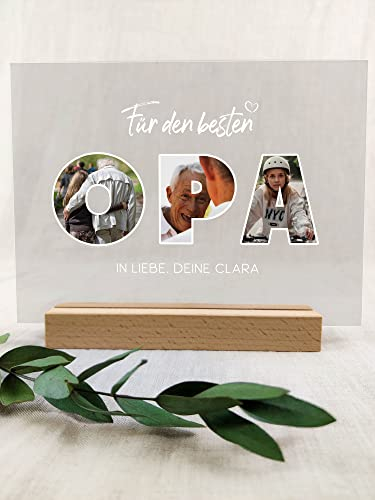 Opa Geschenk Acryltafel Foto Geschenk - Personalisierte Geschenke, Familien Geschenk, persönliches Geschenk, Fotoalbum aus Glas, Fotogeschenke, Eigenes Foto, die schönsten Momente - Opa Geschenke
