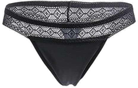 WSZJLN Menstruationsslip Spitze Menstruationsunterwäsche 4 Schichten Auslaufsicher Frau Höschen Physiologische Periode Unterwäsche G-String-Schwarz, L (Taille 72-76 cm)