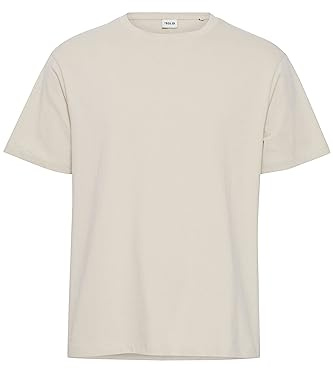 !Solid SDCadel Herren T-Shirt Kurzarm Shirt Basic Hochwertige Baumwoll-Qualität Rundhalsausschnitt Überschnittene Schultern Oversize Fit, Größe:L, Farbe:Oatmeal (130401)