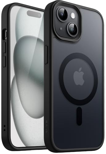 JETech Magnetic Case for iPhone 15 Plus 6.7-Inch Compatible with MagSafe, Translucent Matte Back Slim Shockproof Phone Cover (Black)