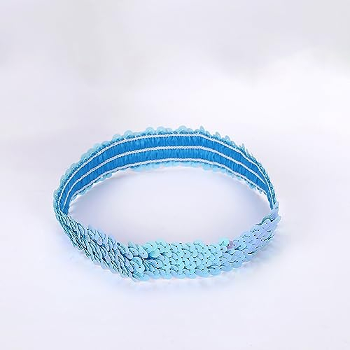 2 Stück Pailletten Stirnbänder Glitzernde Haarreifen Pailletten Haarbänder Glitzer Haarbänder Dünnes Stretch Stirnband für Frauen und Mädchen für Maskerade Cosplay Karnevals Mottoparty,Hellblau